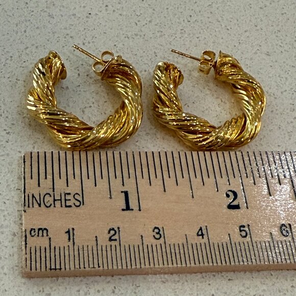 Chunky Gold Tone Earrings - Picture 2 of 6
